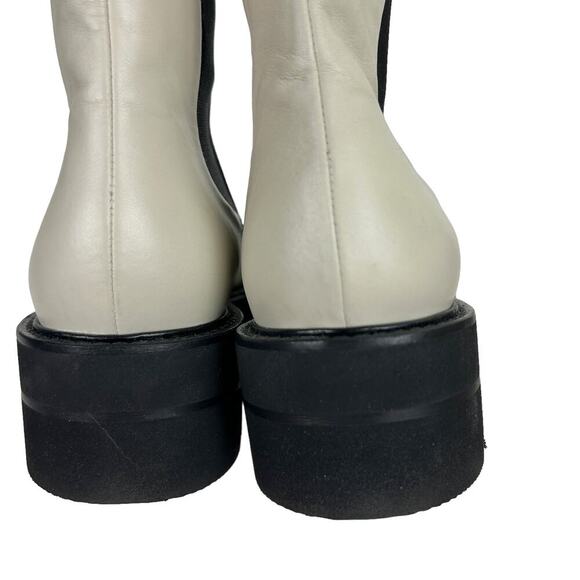Stuart Weitzman Presley Cream Chunky Platform Leather Boots 12 - Picture 4 of 8